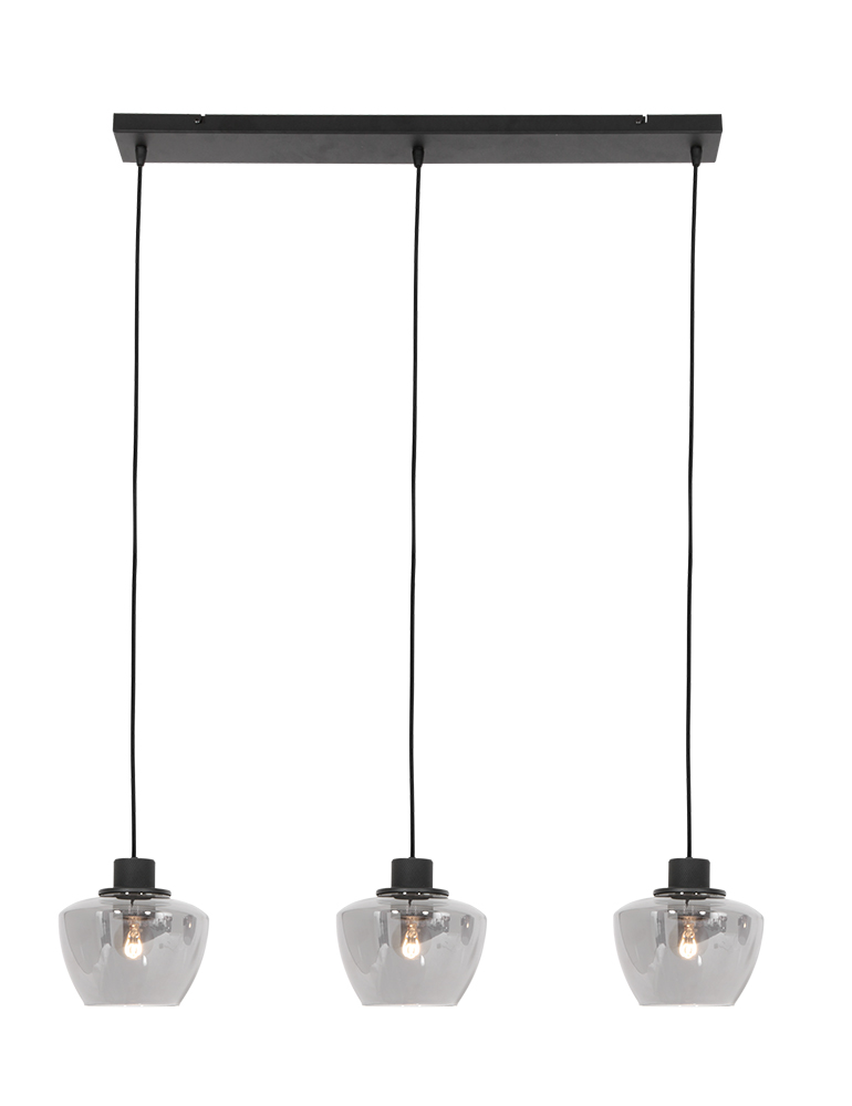 Suspension linéaire trois lumières verre fumé Mexlite Noirver noir – Image 2