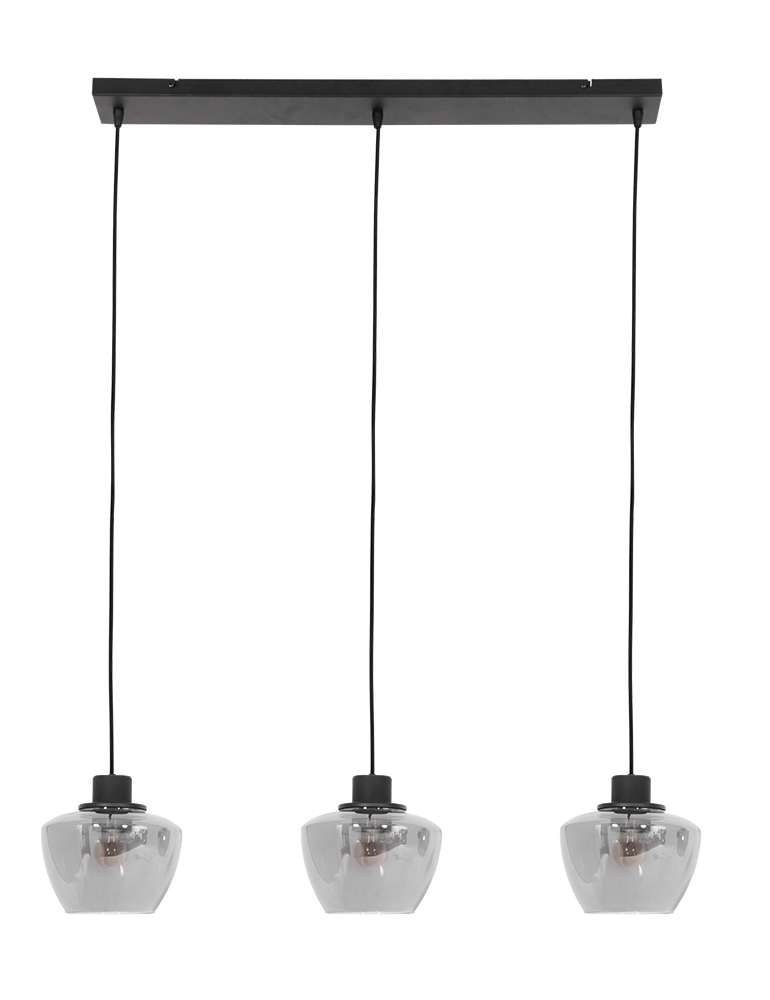 Suspension linéaire trois lumières verre fumé Mexlite Noirver noir – Image 6