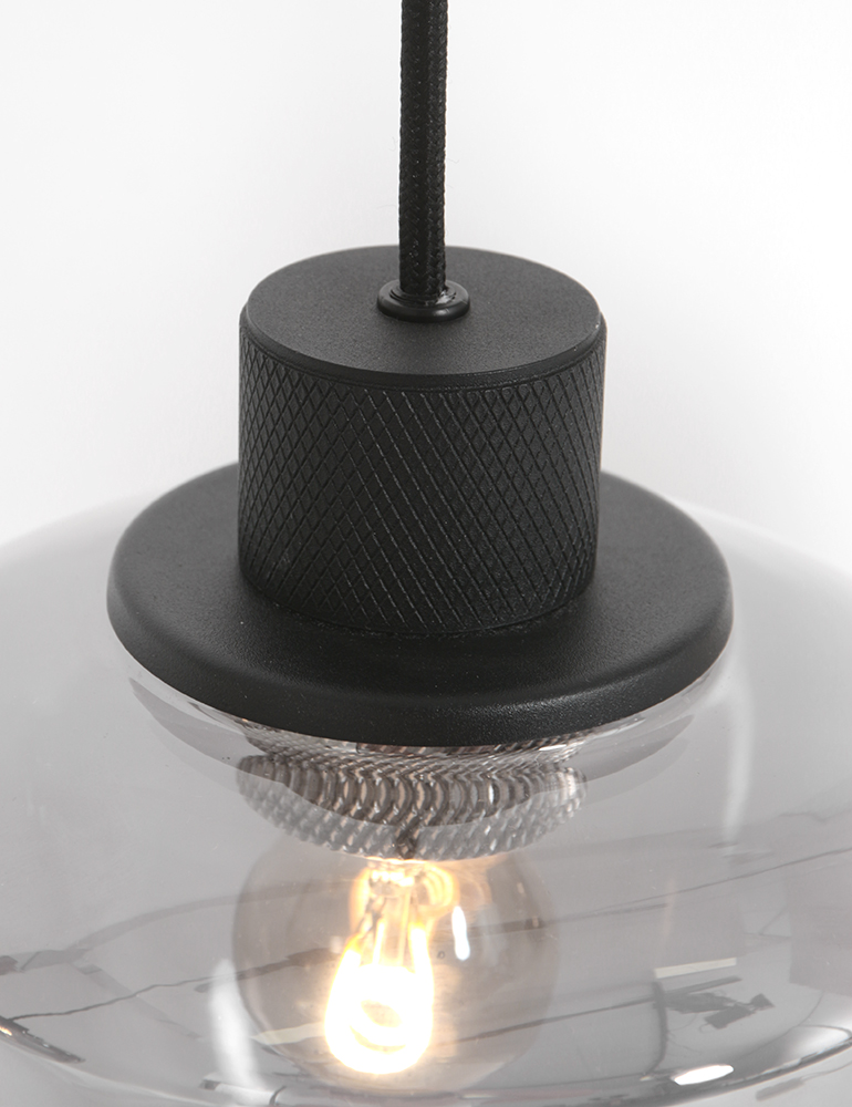 Suspension linéaire trois lumières verre fumé Mexlite Noirver noir – Image 3