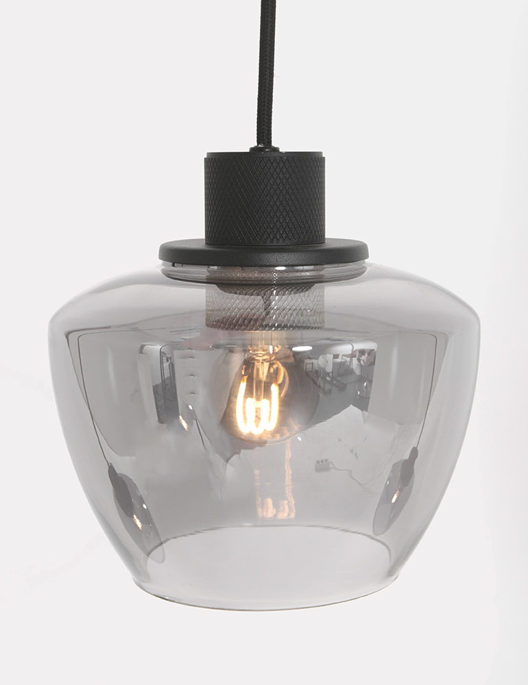 Suspension linéaire trois lumières verre fumé Mexlite Noirver noir – Image 4