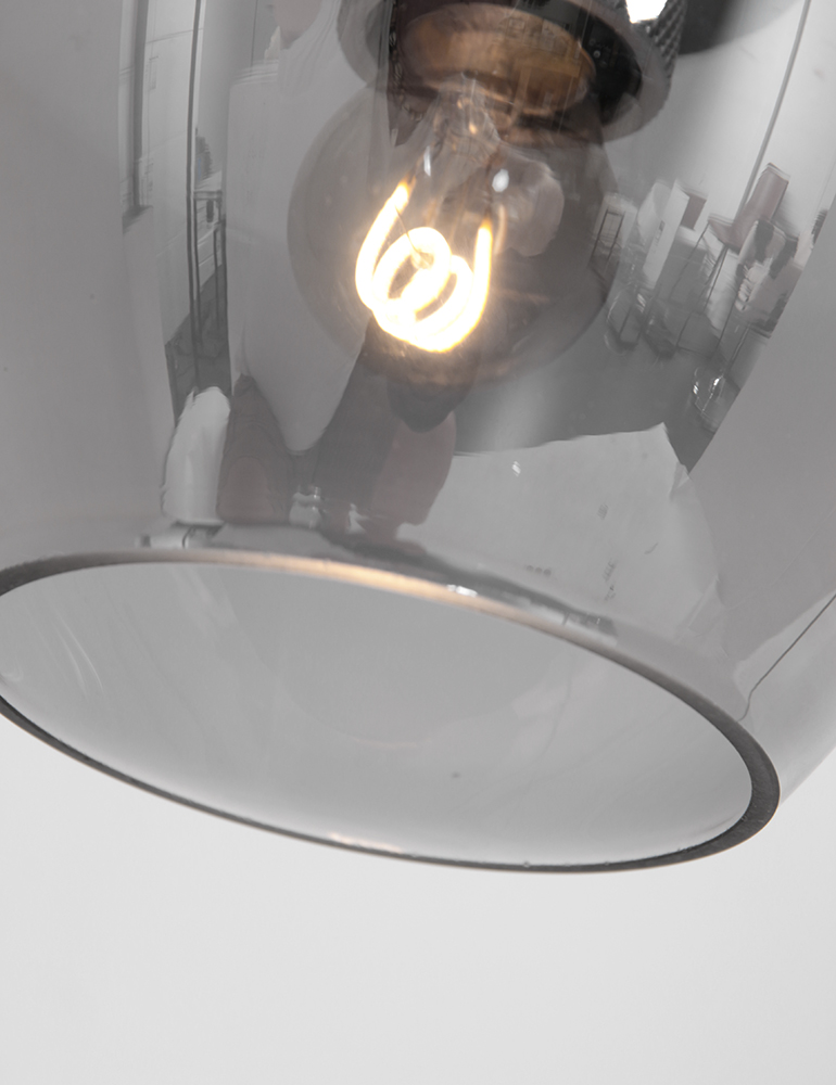 Suspension linéaire trois lumières verre fumé Mexlite Noirver noir – Image 5