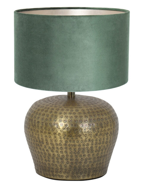 Lampe vase abat-jour velours vert or-7015BR