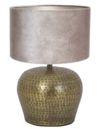 Lampe vase or décorée abat-jour argenté-7016BR