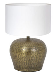 Lampe de table classique abat-jour blanc or-7019BR