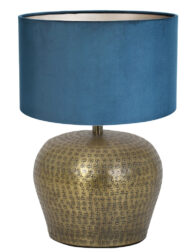 Lampe vase abat-jour velours bleu-7021BR