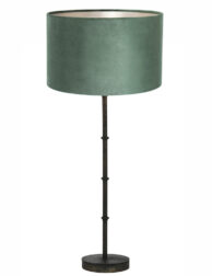 Lampe à poser noire décorée abat-jour vert-7029ZW