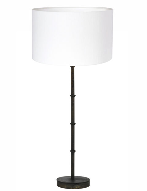 Lampe de table classique abat-jour blanc noir-7032ZW