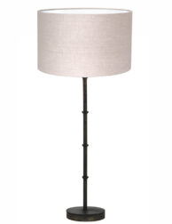Lampe de table classique abat-jour en tissu beige noir-7033ZW