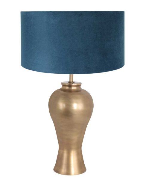 Pied de lampe original bronze abat-jour velours bleu-7306BR