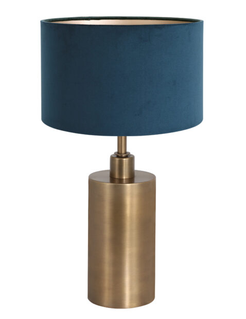 Pied de lampe classique bronze abat-jour bleu-7309BR