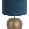 Pied de lampe bronze abat-jour velours bleu-7343BR