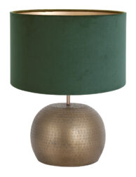 Pied de lampe bronze abat-jour velours vert-7344BR