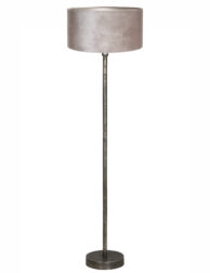 Lampadaire en métal patiné abat-jour velours gris-8422ZW