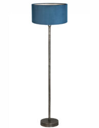 Lampadaire en métal patiné abat-jour velours bleu-8428ZW