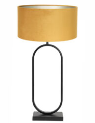 Lampe de table ovale noire abat-jour ocre doré-8430ZW
