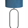 Pied de lampe noir ovale abat-jour velours bleu-8435ZW