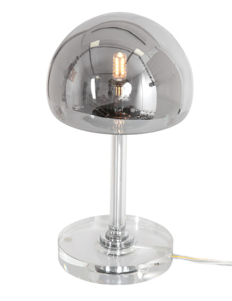 Lampe de table abat-jour verre fumé chrome-3105CH