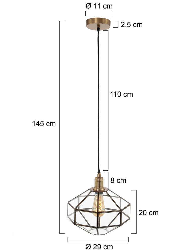 Suspension en bronze octogone Steinhauer Pimpernel – Image 6