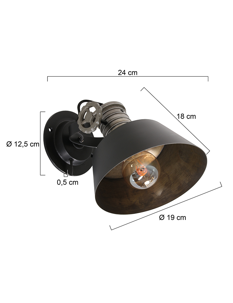 Spot mural industriel Anne Lighting Sprocket noir – Image 6