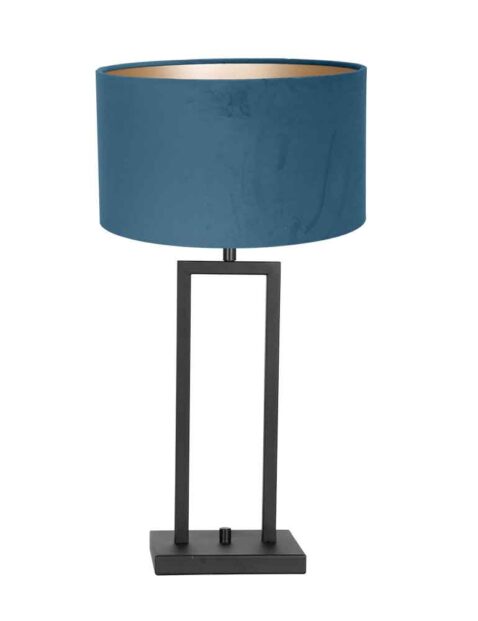 Lampe de table bleue socle noir-8215ZW