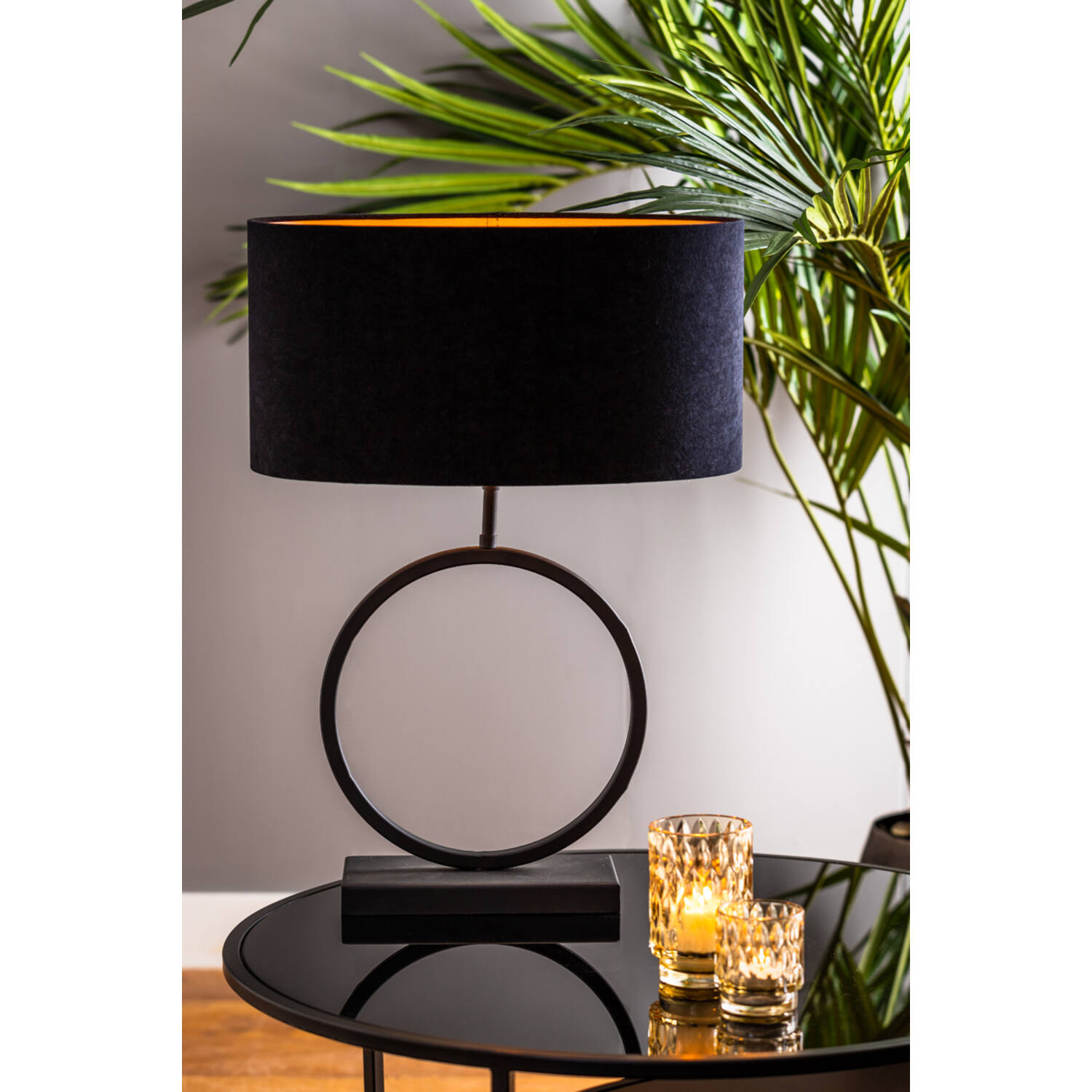 Abat-jour moderne noir Light and Living Velours - Lampesenligne.fr