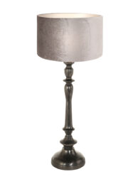 lampe-de-table-classique-noire-avec-abat-jour-argente-steinhauer-bois-noirantique-et-argent-3767zw-1