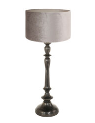 lampe-de-table-classique-noire-avec-abat-jour-argente-steinhauer-bois-noirantique-et-argent-3767zw
