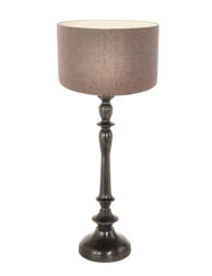 lampe-de-table-classique-ronde-marron-noir-steinhauer-bois-noirantique-et-gris-3770zw-1