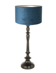 lampe-de-table-vintage-bleue-pied-noir-steinhauer-bois-noirantique-et-bleu-3772zw