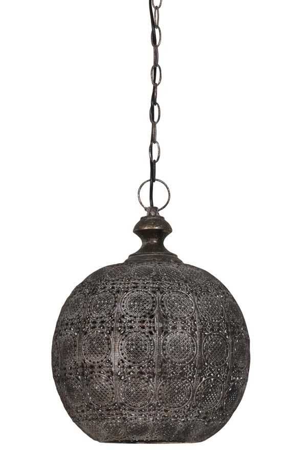 Suspension brune orientale avec cercles perforés Light & Living Ananya