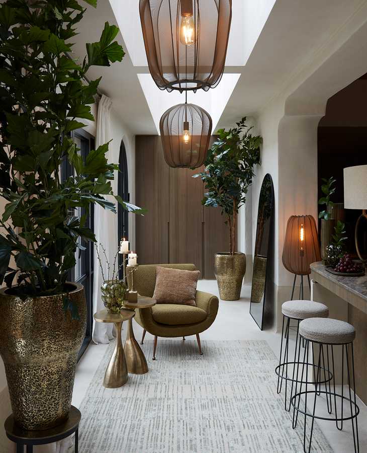 Lampe suspendue rustique verte en filet Light & Living Plumeria – Image 2