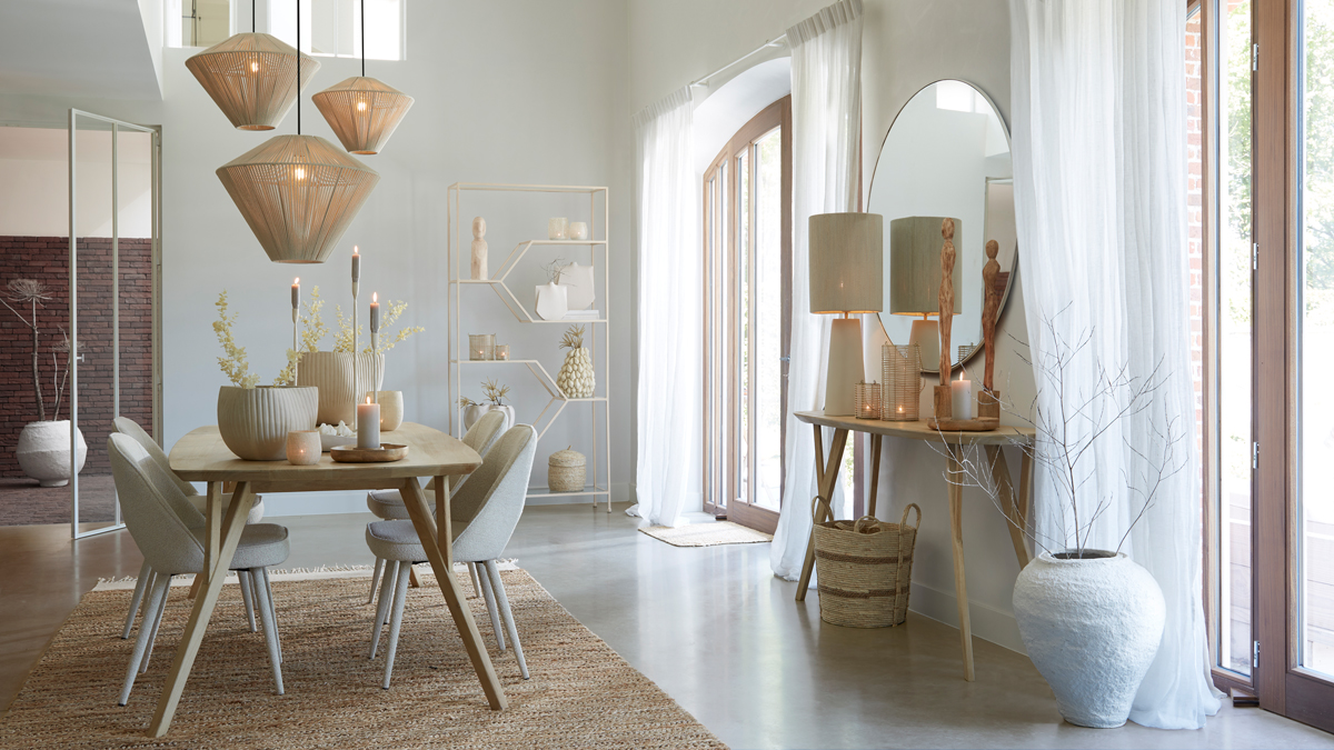 Suspension moderne légère en rotin Light & Living Felida – Image 2