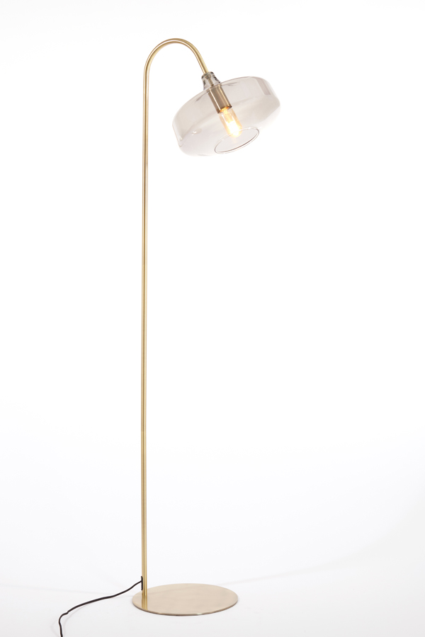 Lampadaire doré avec abat-jour en verre Light & Living Solna – Image 8