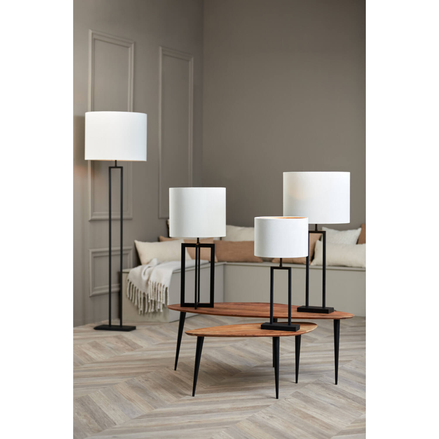 Abat-jour moderne blanc avec intérieur argenté Light & Living Velours – Image 3