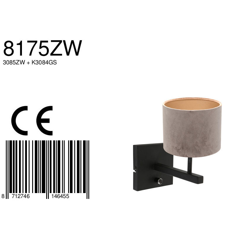 Abat-jour gris douille noire Steinhauer Stang – Image 7