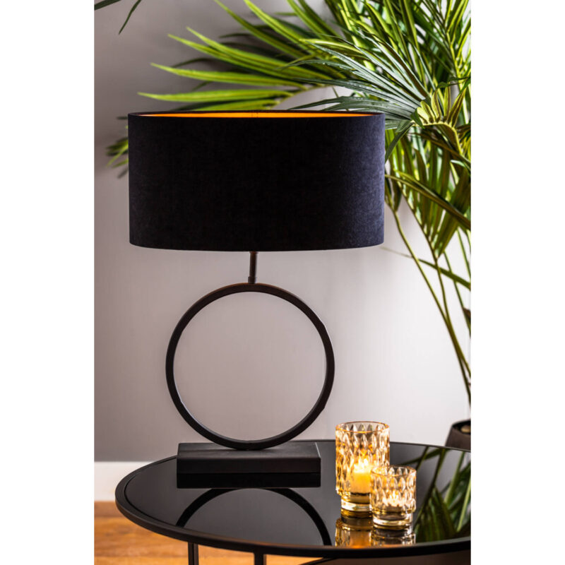 Abat-jour moderne noir ovale Light & Living Velours - Lampesenligne.fr