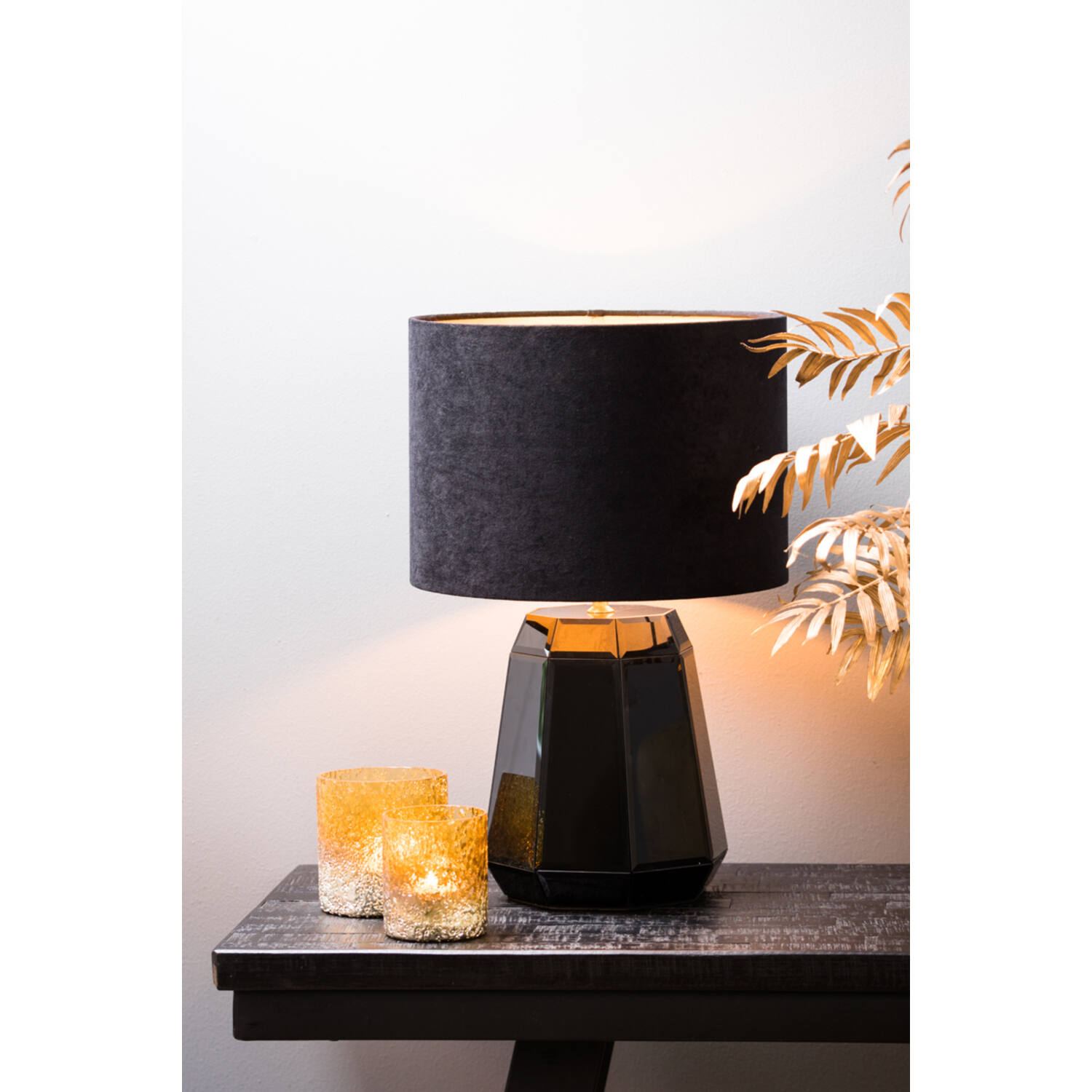 Abat-jour moderne noir en velours Light & Living Velours – Image 4