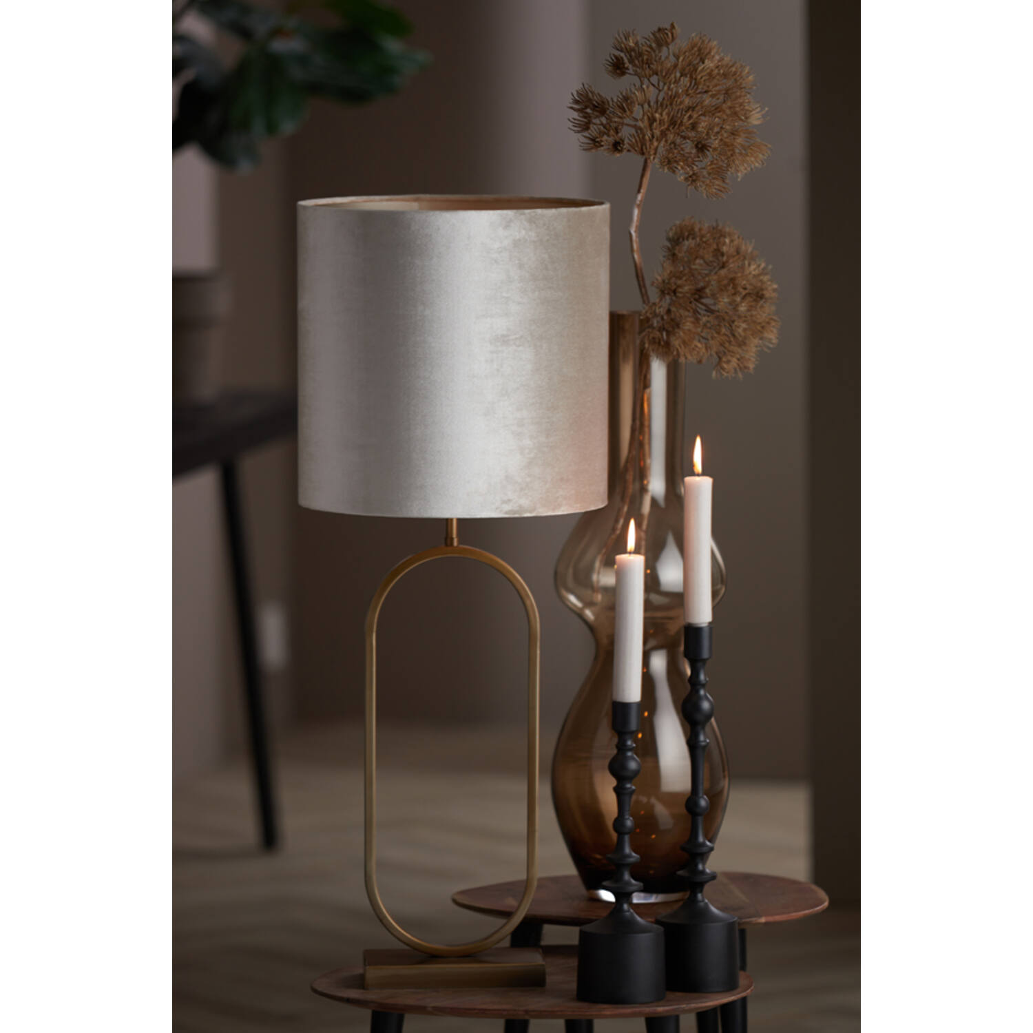 Abat-jour rétro argenté effet velours Light & Living Zinc – Image 3