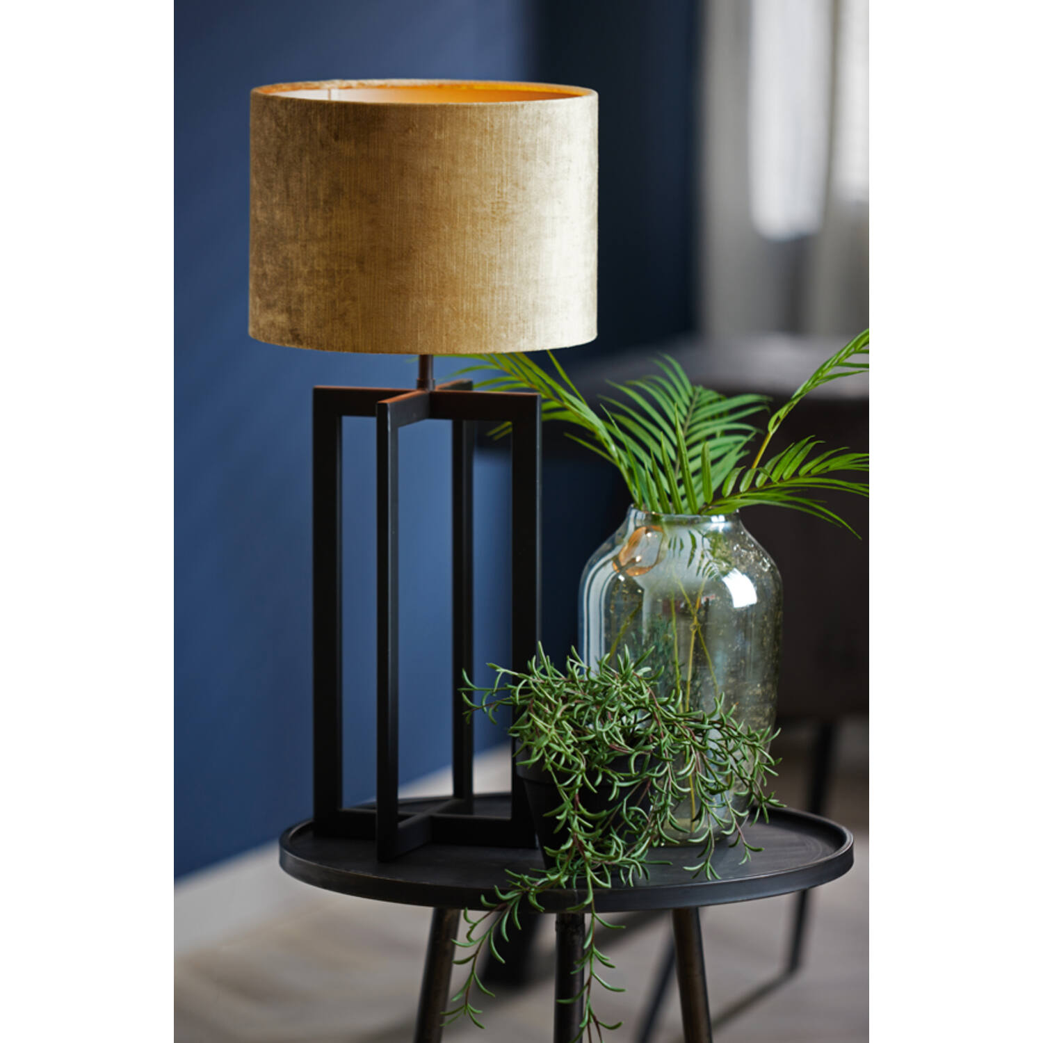 Abat-jour rétro doré avec intérieur argenté Light & Living Gemstone – Image 3