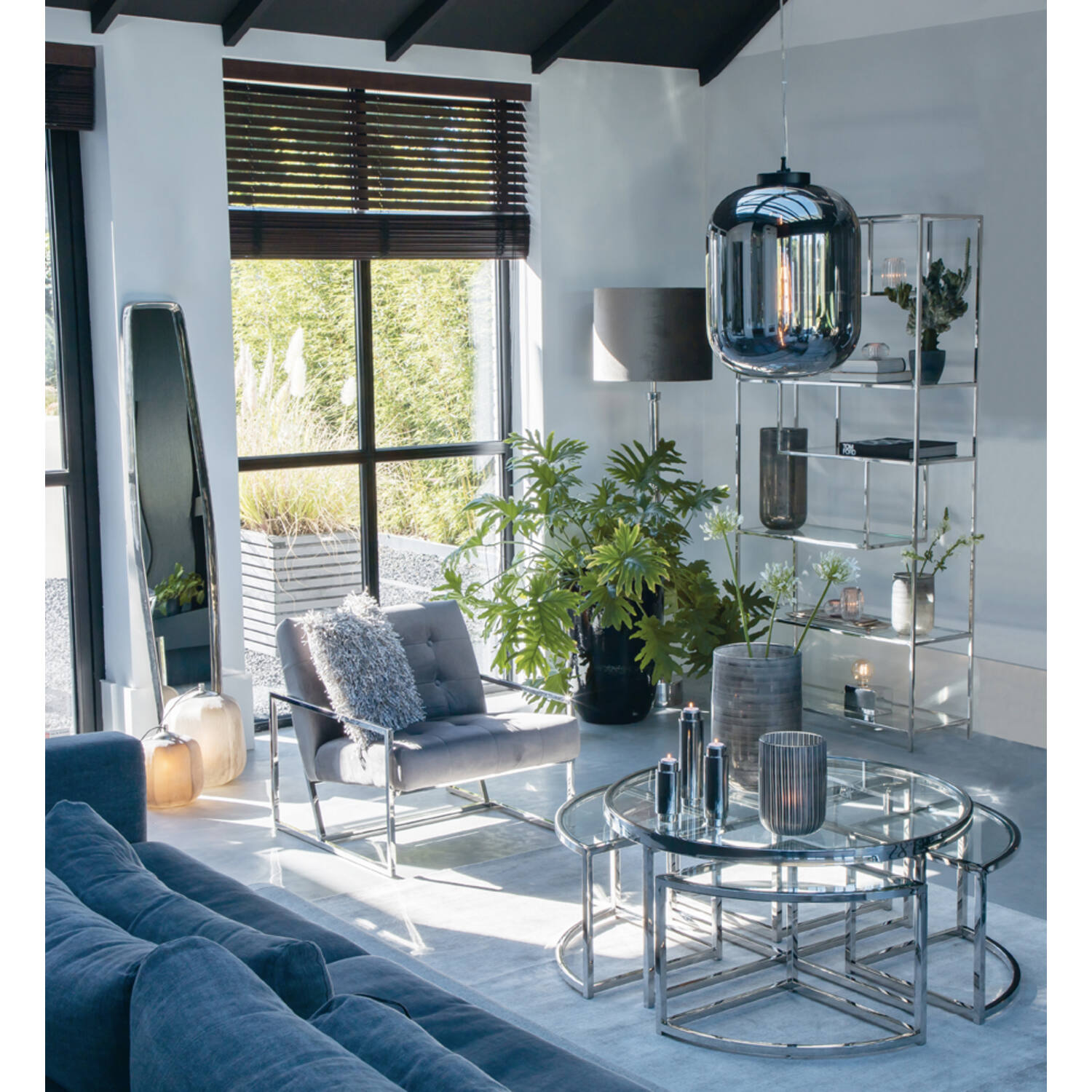 Abat-jour moderne rond argenté Light & Living Zinc – Image 3