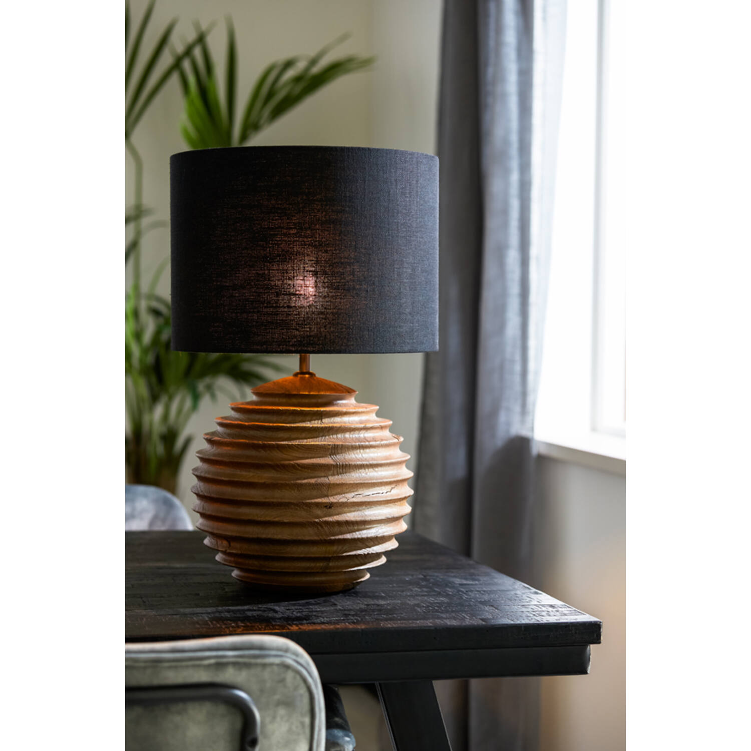 Abat-jour moderne rond noir Light & Living Livigno – Image 3