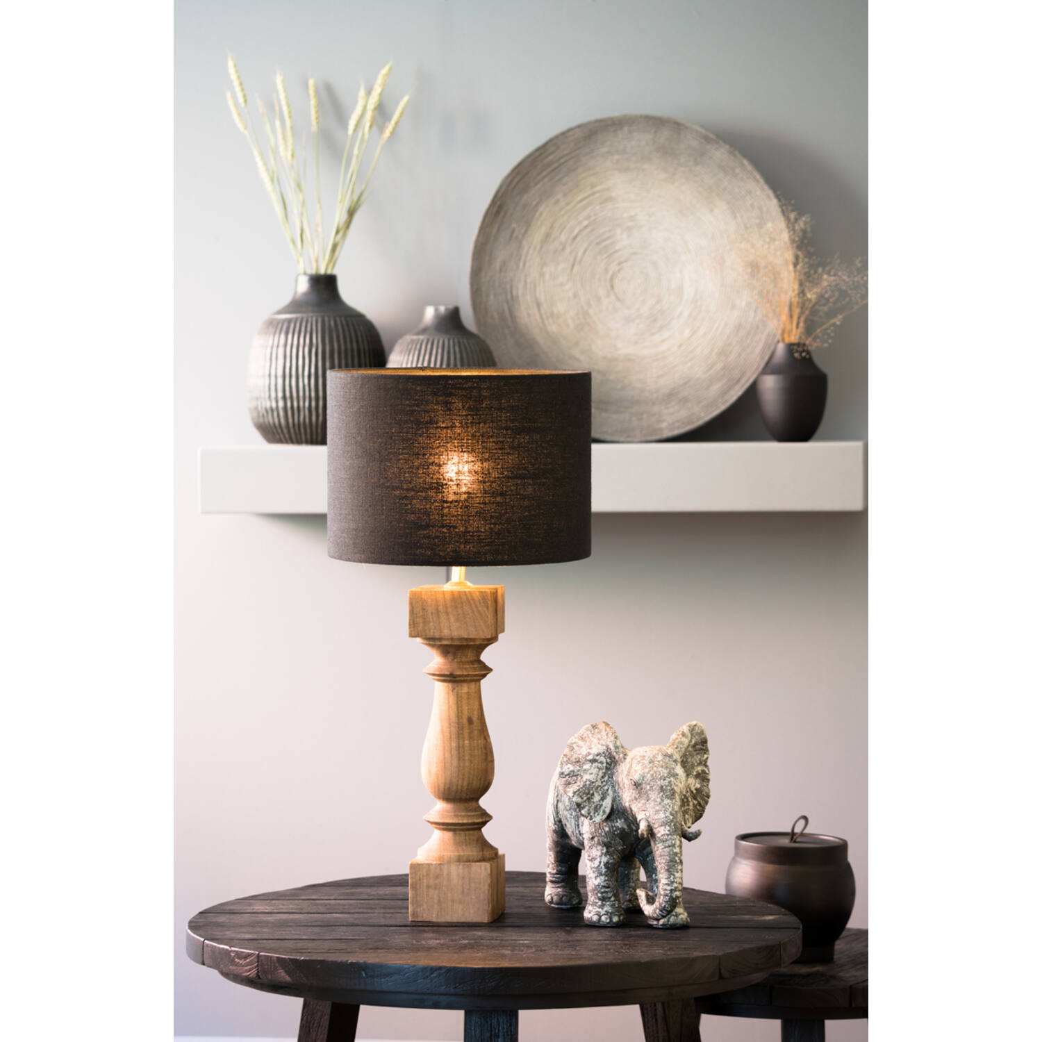 Abat-jour moderne rond noir Light & Living Livigno – Image 6