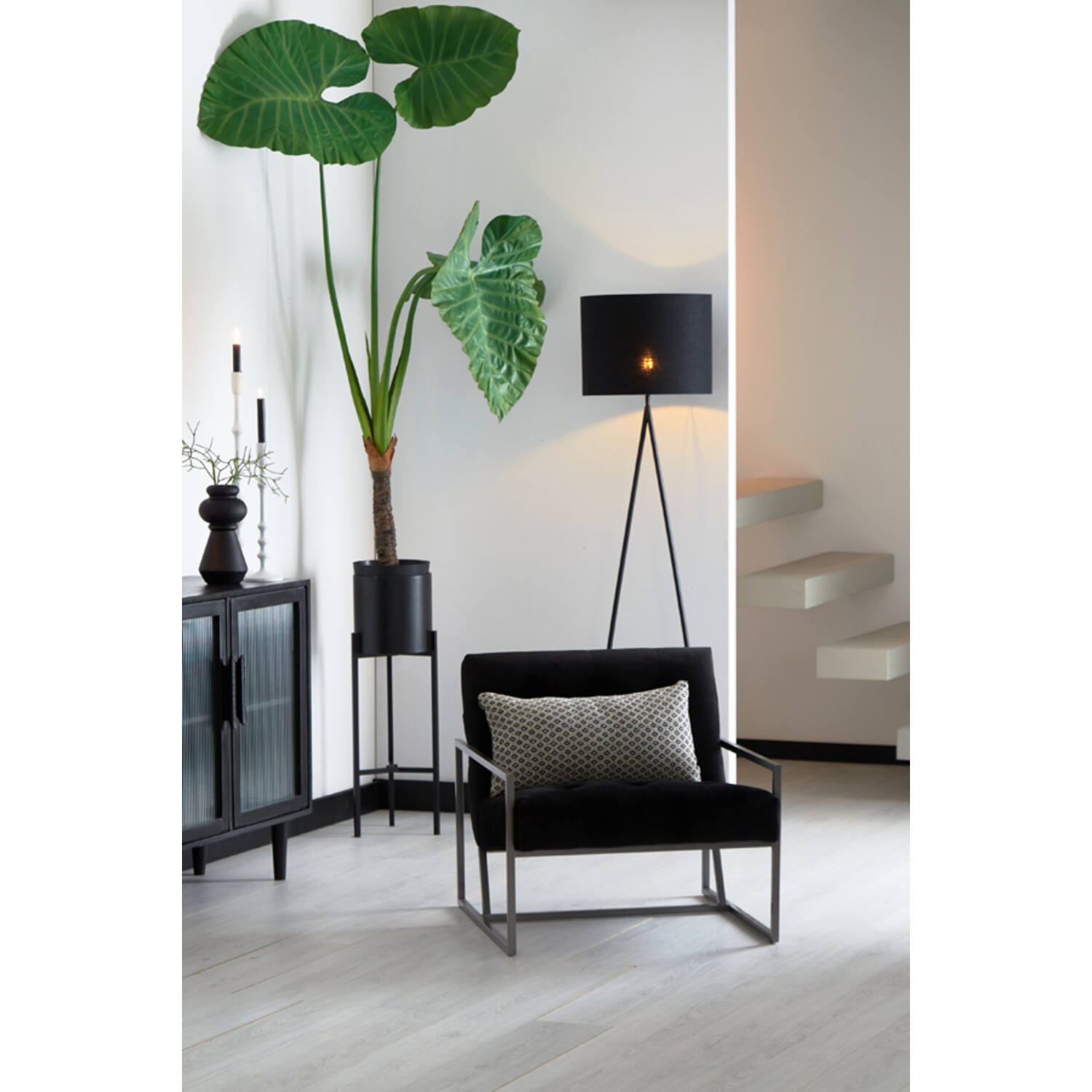 Abat-jour moderne rond noir Light & Living Livigno – Image 3
