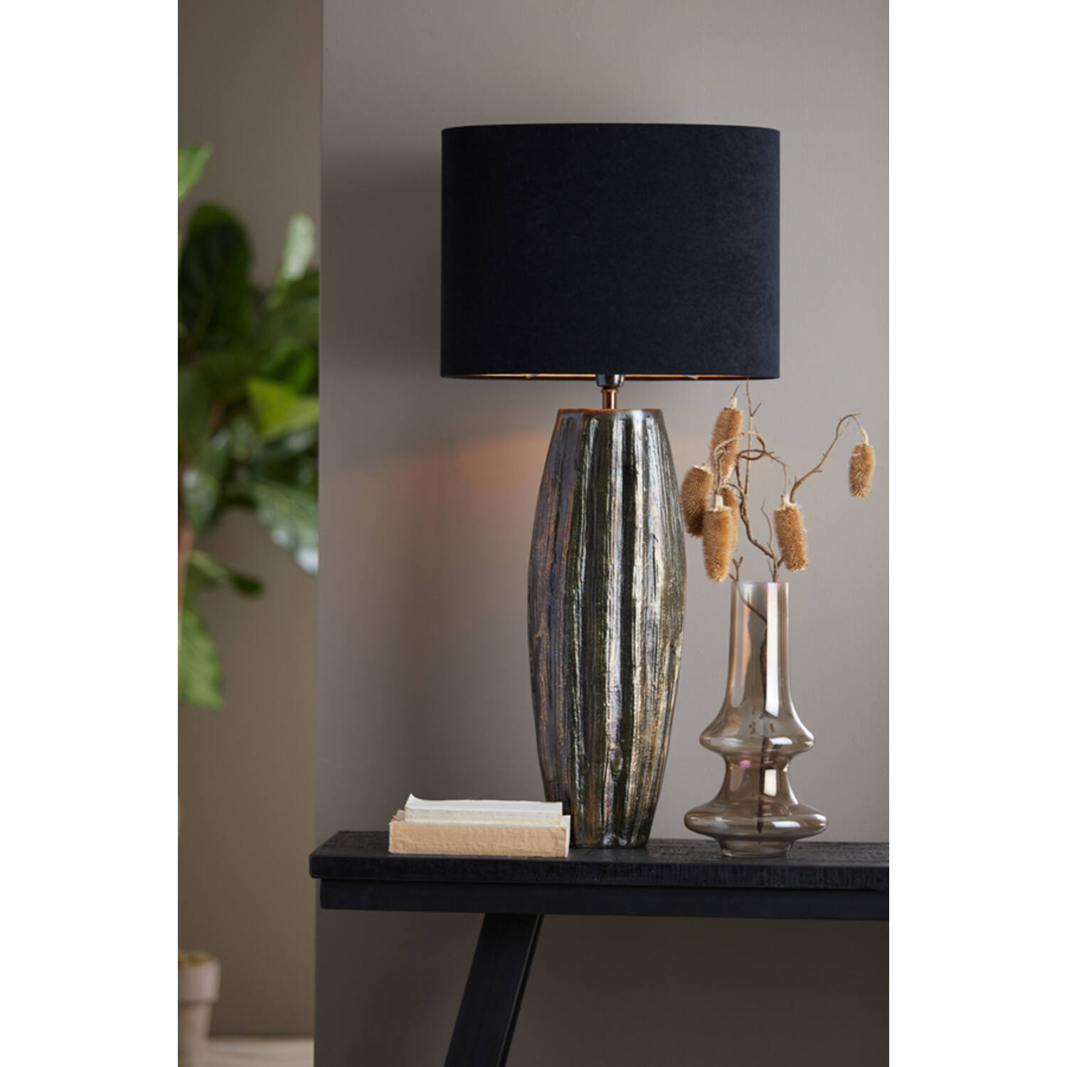 Abat-jour moderne ovale noir Light & Living Velours – Image 3