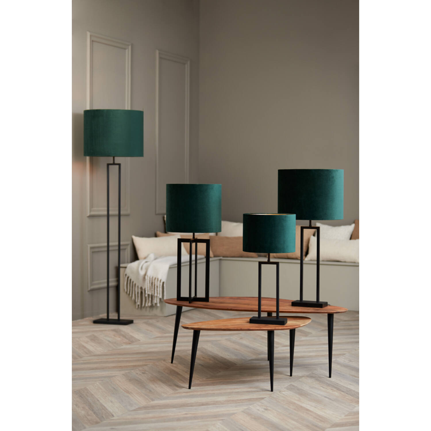 Abat-jour classique rond vert Light & Living Velours – Image 3