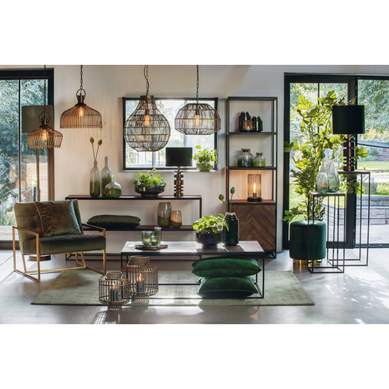 Abat-jour rétro rond vert Light & Living Velours – Image 6