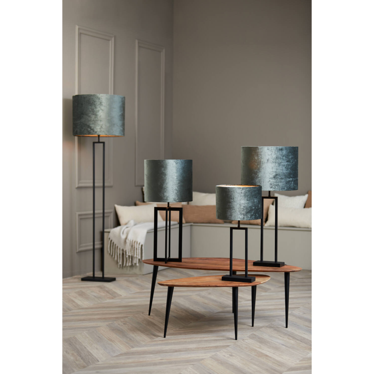 Abat-jour rétro vert avec intérieur argenté Light & Living Gemstone – Image 3