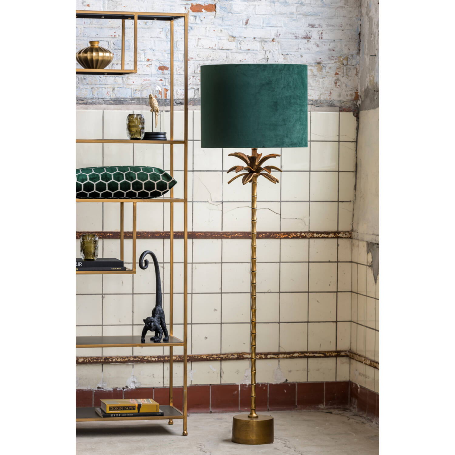 Abat-jour rétro vert avec intérieur argenté Light & Living Velours – Image 6