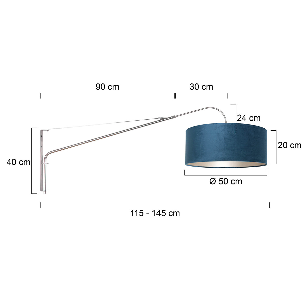 Applique à bras long Steinhauer Elegant Classy abat-jour bleu – Image 7