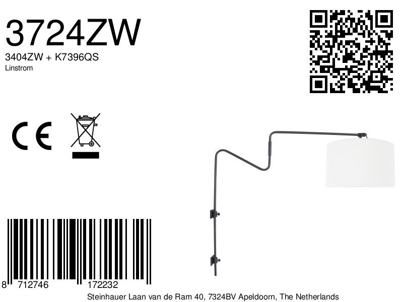 Applique angulaire blanc Steinhauer Linstrøm opaque et noir – Image 7